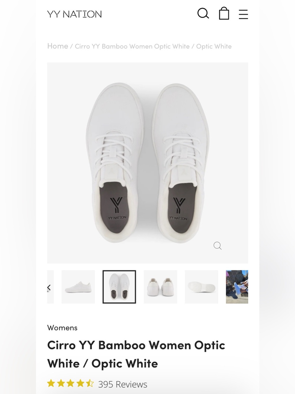 YY Nation Cirro Bamboo Vegan Sneakers Optic White Sustainable Lightweight